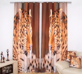 Draperie elegantă maro, cu model de ghepard Lăţime: 160 cm | Lungime: 250 cm (într-un set de 2 bucăți)