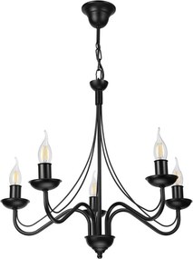 Candelabru cu lanț ANTON 5xE14/15W/230V negru