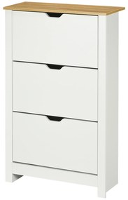 HOMCOM Raft pentru pantofi cu 3 compartimente, capacitate 18 perechi, 72x26x112 cm, alb + maro | Aosom Romania