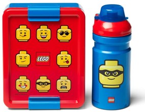 Set caserolă pentru gustări și sticlă LEGO® Iconic, roșu-albastru