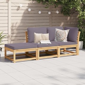 3214327 vidaXL Set mobilier de grădină cu perne, 3 piese, lemn masiv acacia