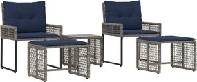 vidaXL Set de Mobilier pentru Exterior cu pernă 5 pcs Gri și bleumarin