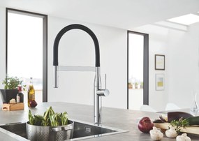 Baterie bucatarie Grohe Essence, 3/8'', monocomanda, dus extractabil, pivotanta, crom - 30294000