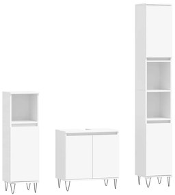 3190275 vidaXL Set mobilier de baie, 3 piese, alb, lemn compozit