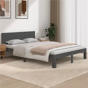 810502 vidaXL Cadru de pat King Size, gri, 150x200 cm, lemn masiv