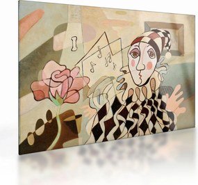 Tablou pe sticlă - Cubismul - arlechin și trandafir (70x50 cm)