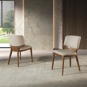 Scaun din lemn si piele sintetica Cream