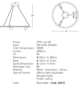 Lustra LED dimabila design modern Rings D-60cm negru