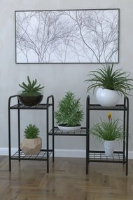 Etajera metal pentru flori 5 rafturi Decor Homs 95 x 60 x 31 cm, negru