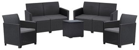 Set de mobilier de grădină Claire IV cu 6 locuri și masă Vigo cu depozitare, grafit