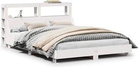 vidaXL Cadru de pat fără saltea, alb, 120x200 cm, lemn masiv pin