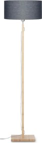 Lampadar modern cu baza din lemn si abajur textil FUJI, gri inchis FUJI/F/4723/DG