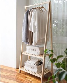 Suport pentru umerase,pantofar,2 rafturi si din lemn masif,natur,148 cm