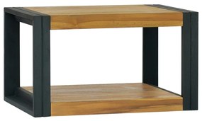 Dulap de baie suspendat, 60x45x35 cm, lemn masiv de tec Maro si negru, 60 x 45 x 35 cm, 1