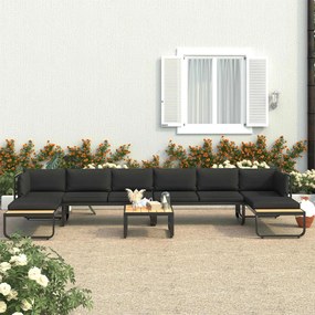 48655 vidaXL Set canapea de grădină colțar cu perne, 5 piese, aluminiu, WPC