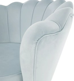 Fotoliu în stil Art-deco, catifea Velvet gri-albastru/crom auriu, NOBLIN