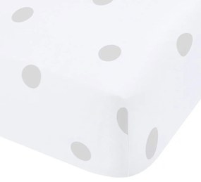 Cearceaf alb-gri din flanelă cu elastic 150x200 cm Polka Dot – Catherine Lansfield