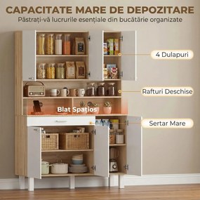 HOMCOM Dulap cu sertar, rafturi și orificii pentru cabluri, alb, ideal pentru bucătărie. | Aosom Romania