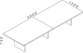 Masa de intalnire Lineart 400 x 140 cm, ulm deschis