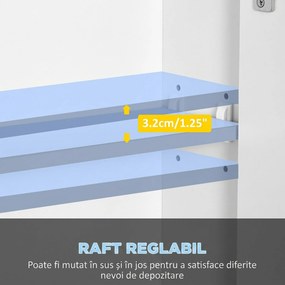 kleankin Dulap de baie cu oglindă și lumină LED, 90x15x75 cm, uși soft-close, reglabil în 3 culori, rafturi ajustabile, întrerupător tactil, alb | Aosom Romania