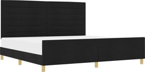 vidaXL Cadru de pat cu headboard Negru 200 x 200 cm țesătură