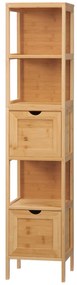 kleankin Dulap de depozitare coloană pentru baie din bambus 2 sertare detașabile și 3 rafturi 30 x 30 x 140 cm natural | Aosom Romania