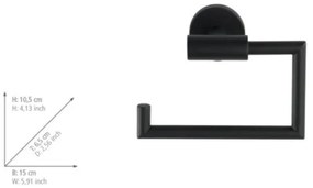 WENKO 24240100 - Suport pentru hârtie igienică BOSIO BLACK, 15 x 10,5 cm, inox/argintiu