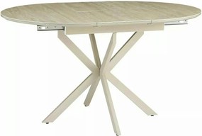 Masă extensibilă GASTON, bej/cașmir, ceramică/metal/MDF, 100–135x100x7