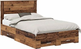 vidaXL Cadru de pat cu headboard Lemn vechi 120 x 190 cm Lemn compozit