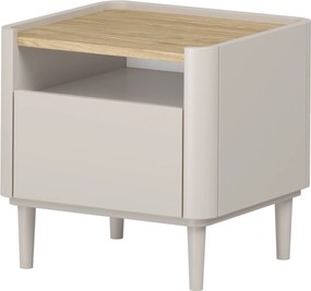 Noptieră Elivo 50 cm cu sertar pe picioare - cașmir / stejar uleiat