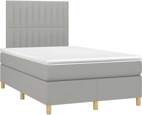 vidaXL Pat box spring cu saltea, gri deschis, 120x190 cm, textil