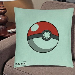 Perna Personalizata Pokeball Rosie, 40x40 cm, Verde Menta, Husa Detasabila, Perna Inclusa, BEKZ®