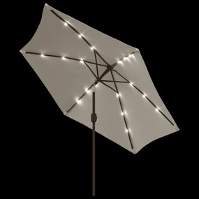 Umbrela de exterior cu LED-uri 3 m, Alb nisipiu alb nisipiu