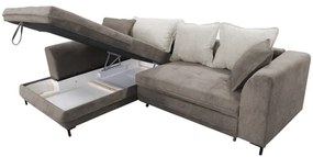 Colțar extensibil LAGOA, în L, cu spațiu de depozitare, pe partea stângă, taupe/gri