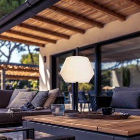 Lampă de masă modernă pentru exterior neagră cu abajur alb IP44 - Robbert