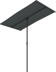 vidaXL Umbrelă de soare exterior, stâlp aluminiu, antracit, 180x110 cm