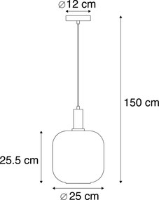 Lampă suspendată neagră cu auriu și sticlă fumurie, inclusiv bec PUCC - Zuzanna
