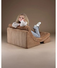 Fotoliu de copii maro cu tapițerie din catifea reiată Moon – Wigiwama