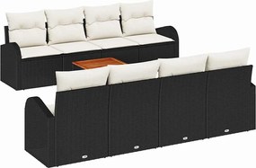 vidaXL Set de canapele pentru grădină 9 pcs Negru și Crem poliratan