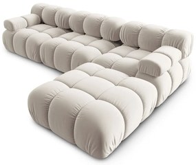 Colțar modular bej cu tapițerie din catifea (cu colț variabil) Bellis – Micadoni