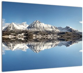 Tablou cu munți și reflectarea lor (70x50 cm), în 40 de alte dimensiuni noi