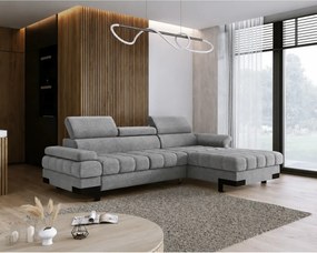 Coltar extensibil cu lada SELVA MINI, sezlong dreapta, stofa catifelat