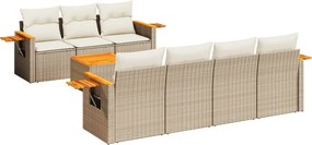 vidaXL Set canapele de grădină, 8 piese, cu perne, bej, poliratan
