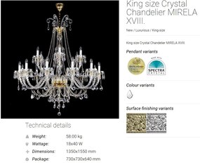 Candelabru 18 brate design LUX Cristal Bohemia Exclusive MIRELA XVIII.