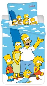 Lenjerie de pat bumbac copii THE SIMPSONS FAMILY CLOUDS albastru Dimensiune lenjerie de pat: 70 x 90 cm | 140 x 200 cm