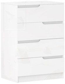 HOMCOM Comodă Modernă, Dulap, 4 Sertare, Placă de Pal, Dispozitiv Anti-Răsturnare, Amortizoare pentru Picioare, Alb | Aosom Romania