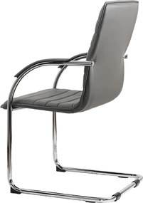 Scaun pentru așteptare gri OFF 835 din piele ecologică și cadru metalic cromat cu brațe