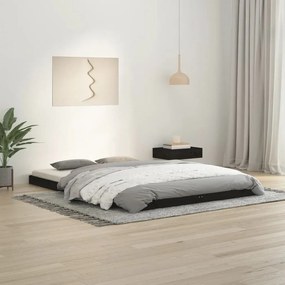 823448 vidaXL Cadru de pat, negru, 140x200 cm, lemn masiv de pin