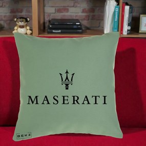 Perna Personalizata cu emblema Maserati, 40x40 cm, Verde, Husa Detasabila, Perna Inclusa, BEKZ®