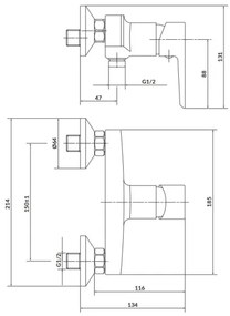 Baterie de duș Cersanit S951-031 MILLE crom lucios